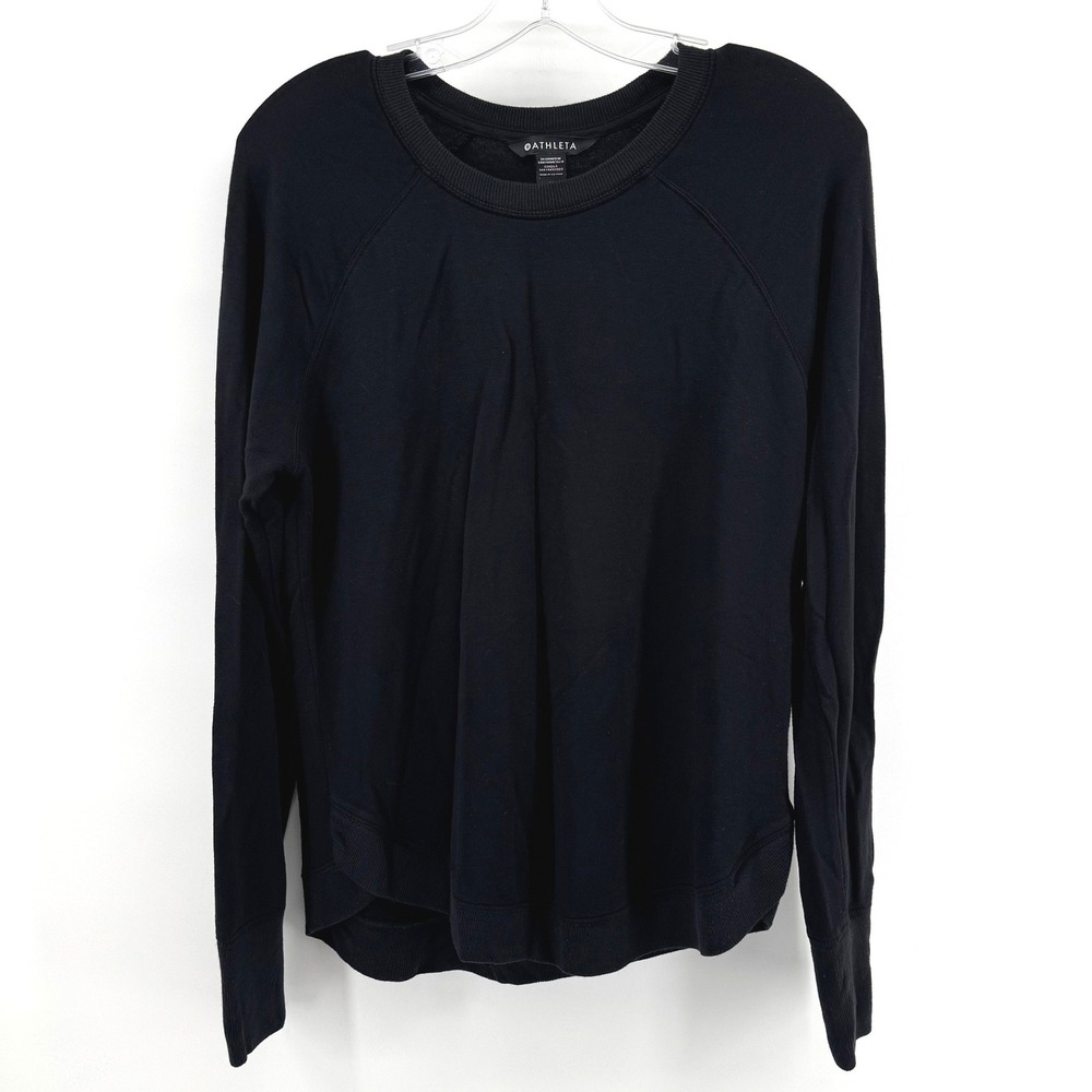 Athleta Mindset Sweatshirt Womens Medium Black Raglan Long Sleeve Pullover Shirt
